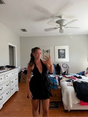 Zara Black Backless Halter Mini Dress